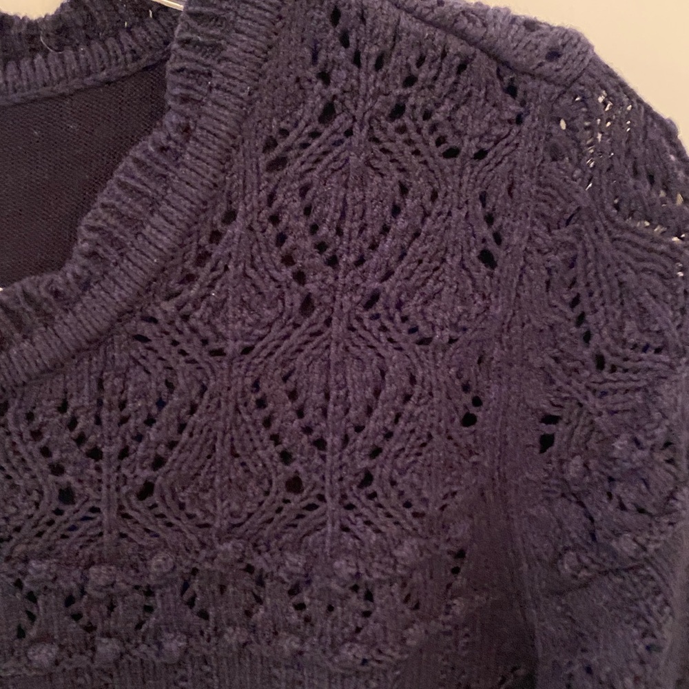 Talbots Navy Short Sleeve Sweater with Knit Lining - Picture 3 of 12